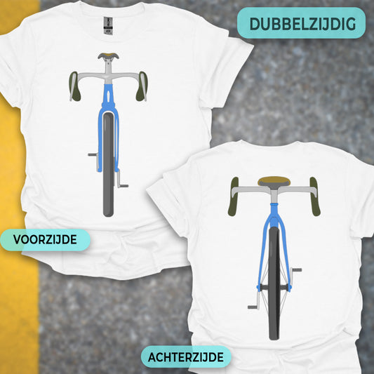 Gravelbike blauw voor & achter T‑Shirt