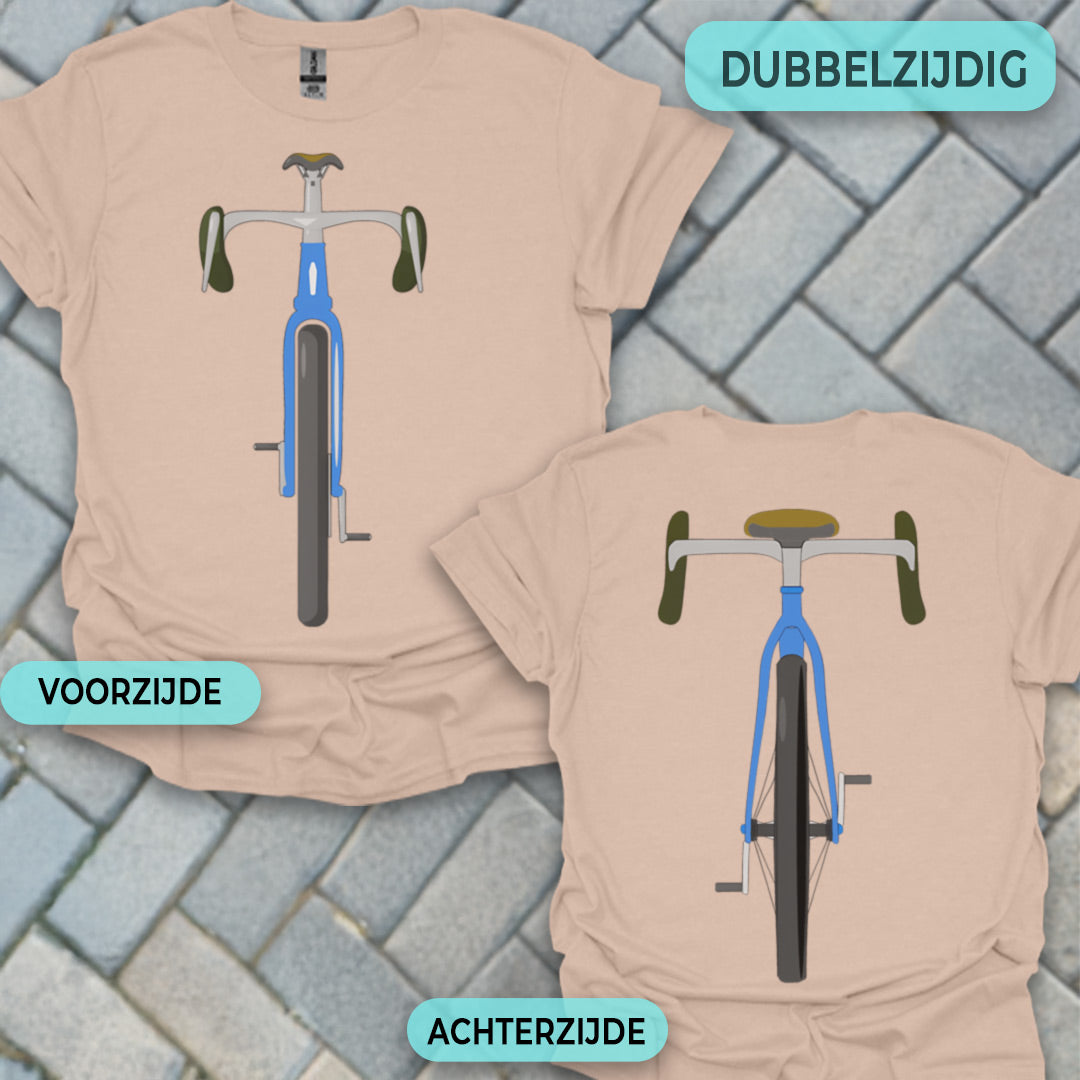 Gravelbike blauw voor & achter T‑Shirt
