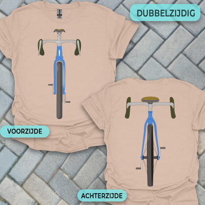 Gravelbike blauw voor & achter T‑Shirt