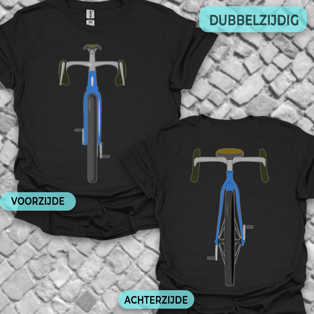 Gravelbike blauw voor & achter T‑Shirt
