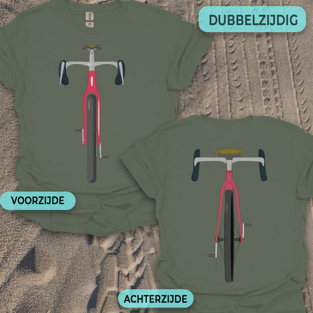 Gravelbike rood voor & achter T‑Shirt
