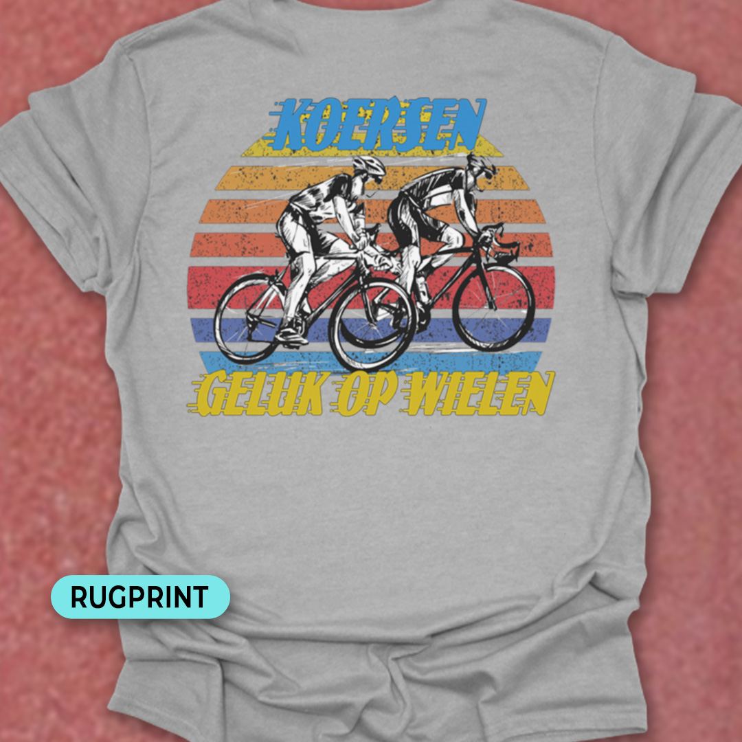 Koersen geluk rugprint T‑Shirt