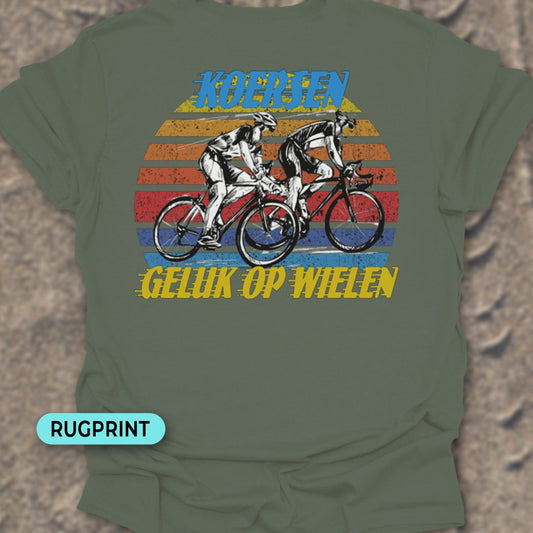 Koersen geluk rugprint T‑Shirt