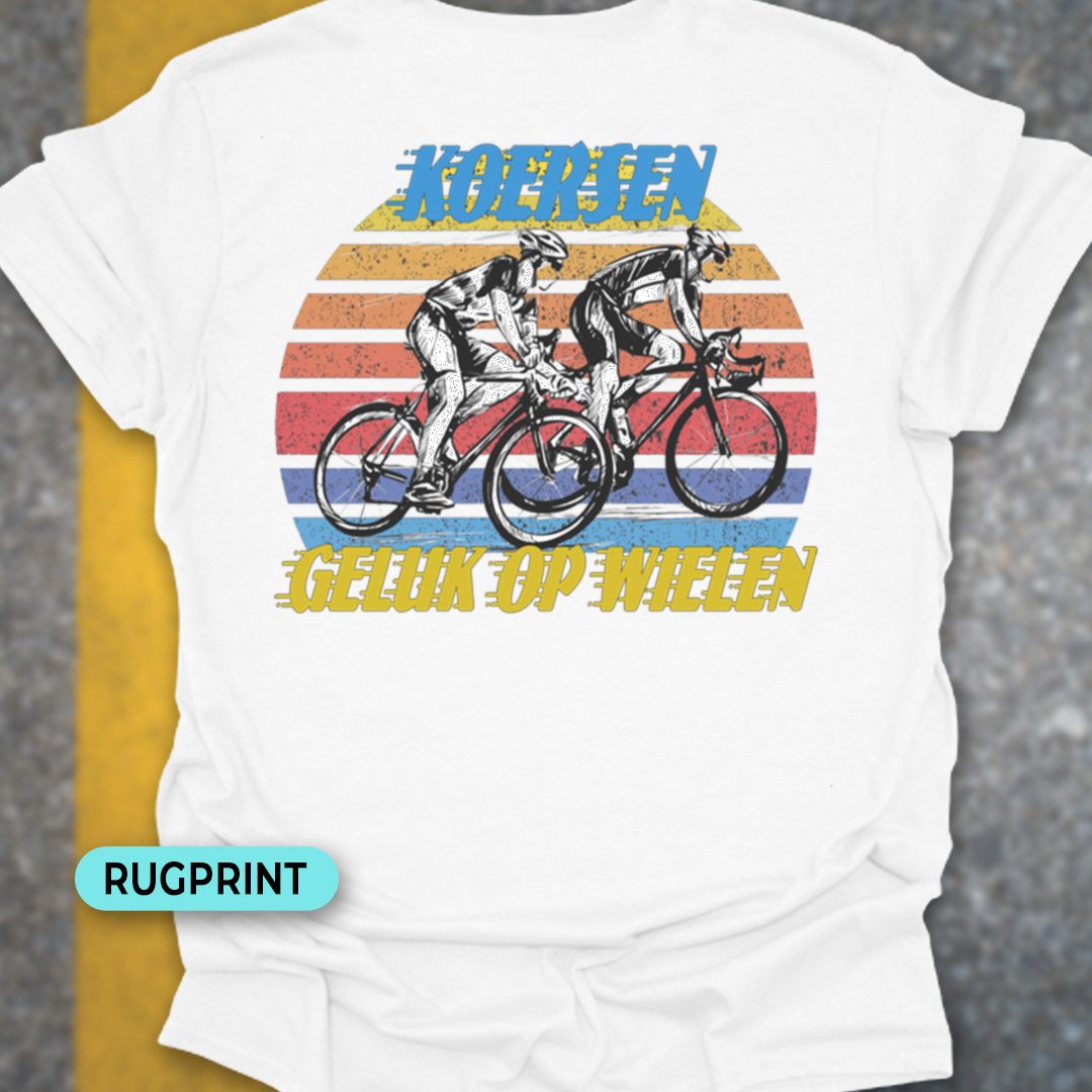 Koersen geluk rugprint T‑Shirt