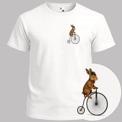 Konijn op antieke fiets T‑Shirt