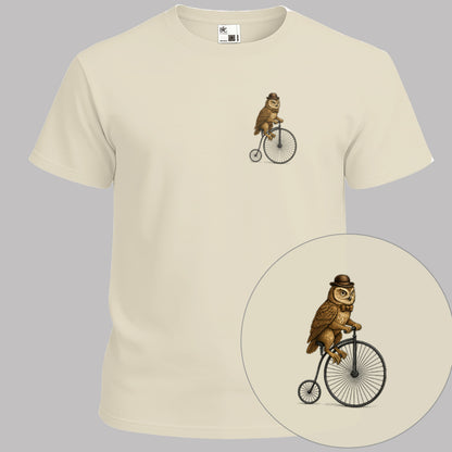 Uil op antieke fiets T‑Shirt