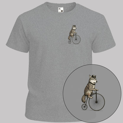 Wolf op antieke fiets T‑Shirt