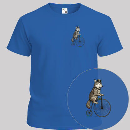 Wolf op antieke fiets T‑Shirt