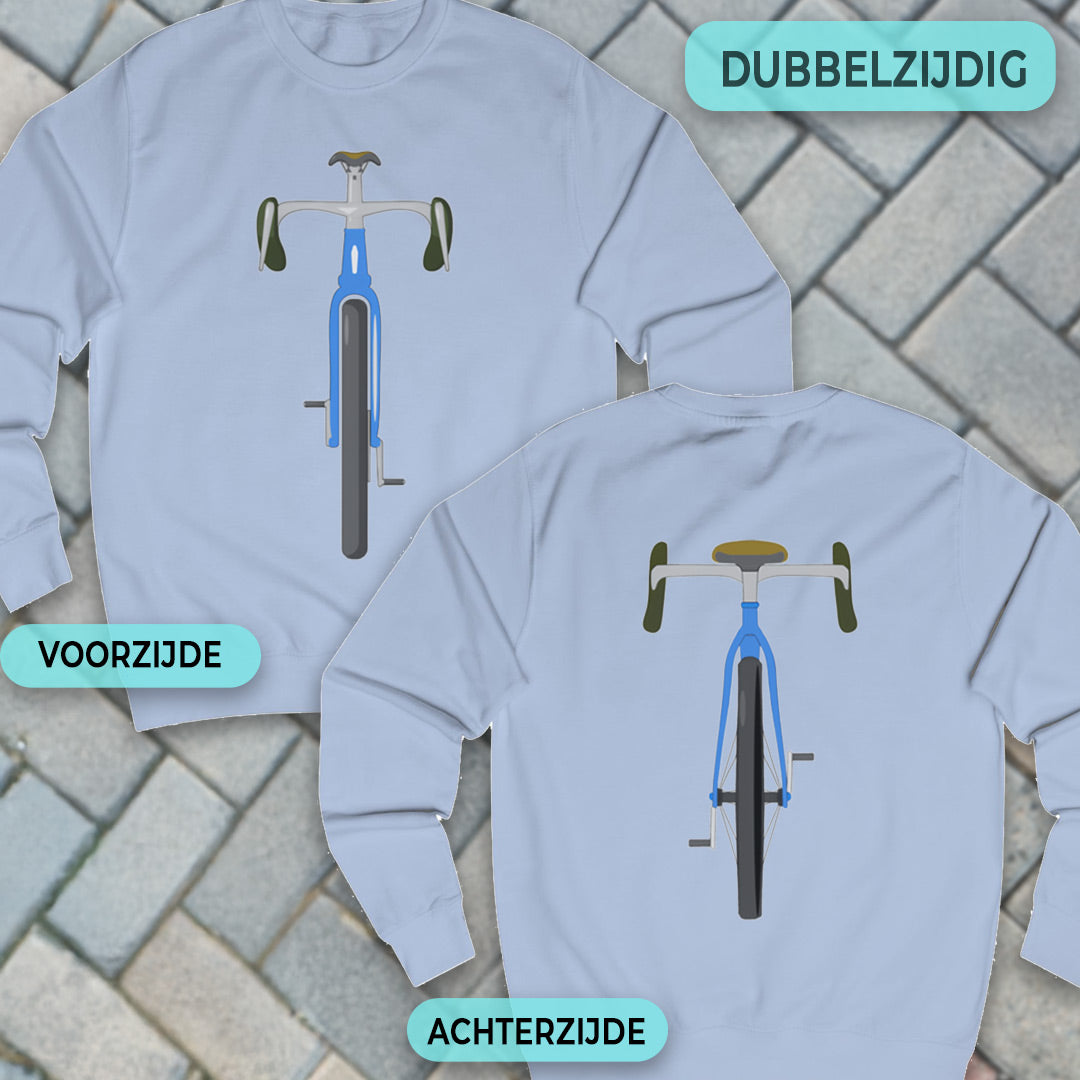 Gravelbike blauw voor & achter Sweater
