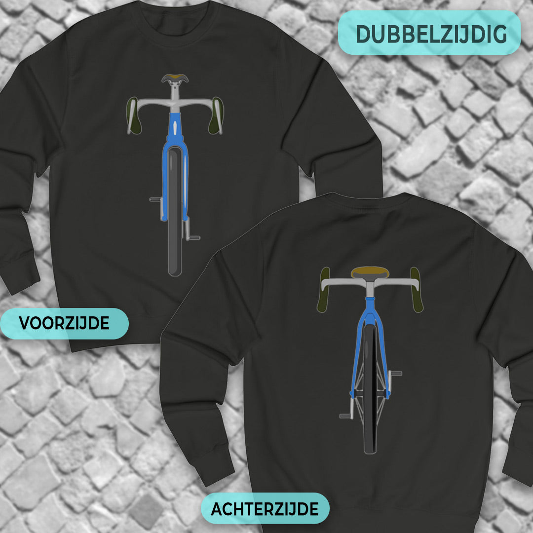 Gravelbike blauw voor & achter Sweater
